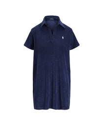 Terry cotton polo dress - Newport Navy