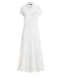Robe Polo broderie anglaise en coton piqué - White