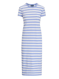 Robe t-shirt rayée à poche en coton  - Lafayette Blue & White
