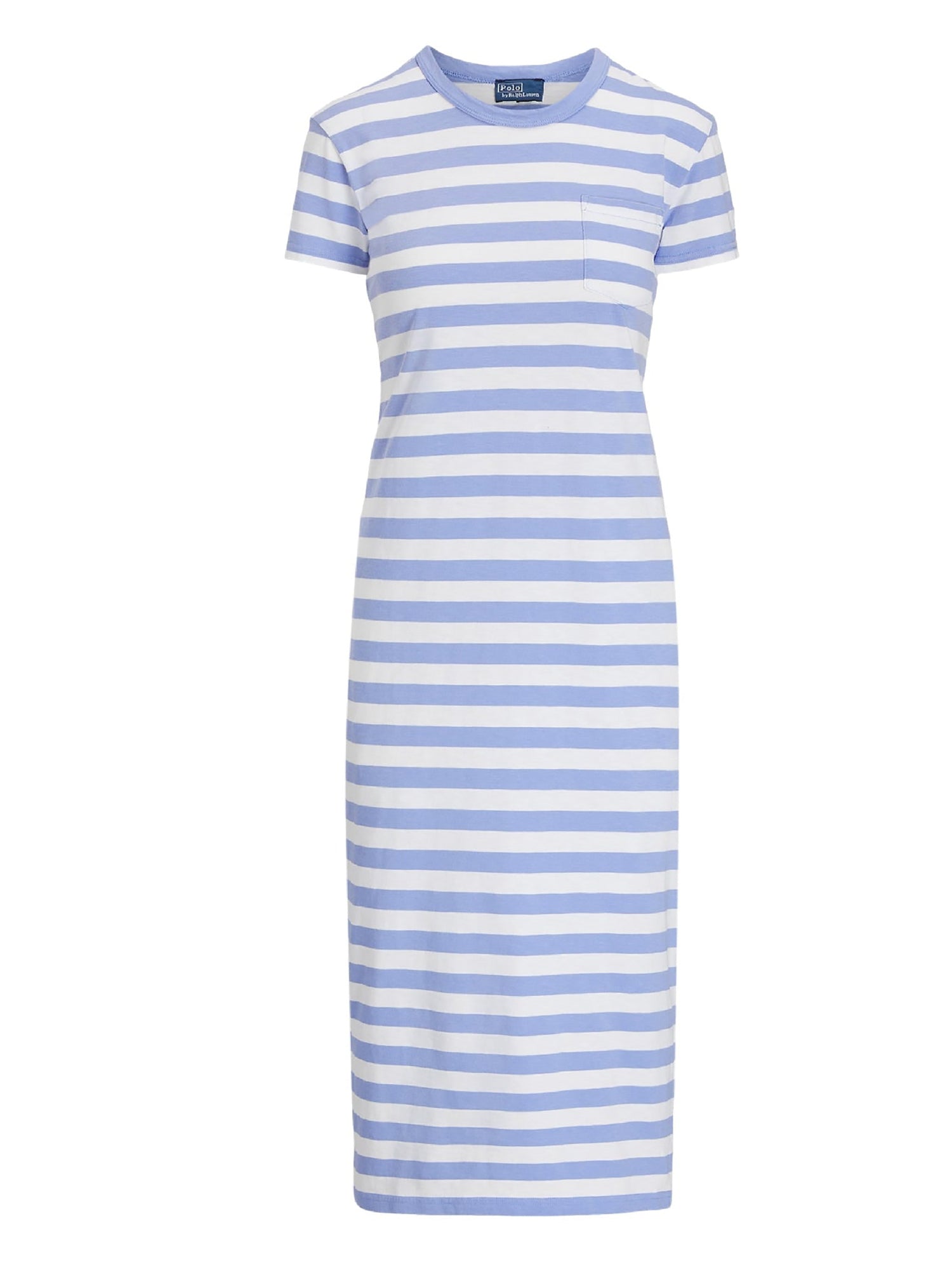 Robe t-shirt rayée à poche en coton  - Lafayette Blue & White