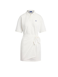 Mini-robe polo portefeuille en piqué  - White