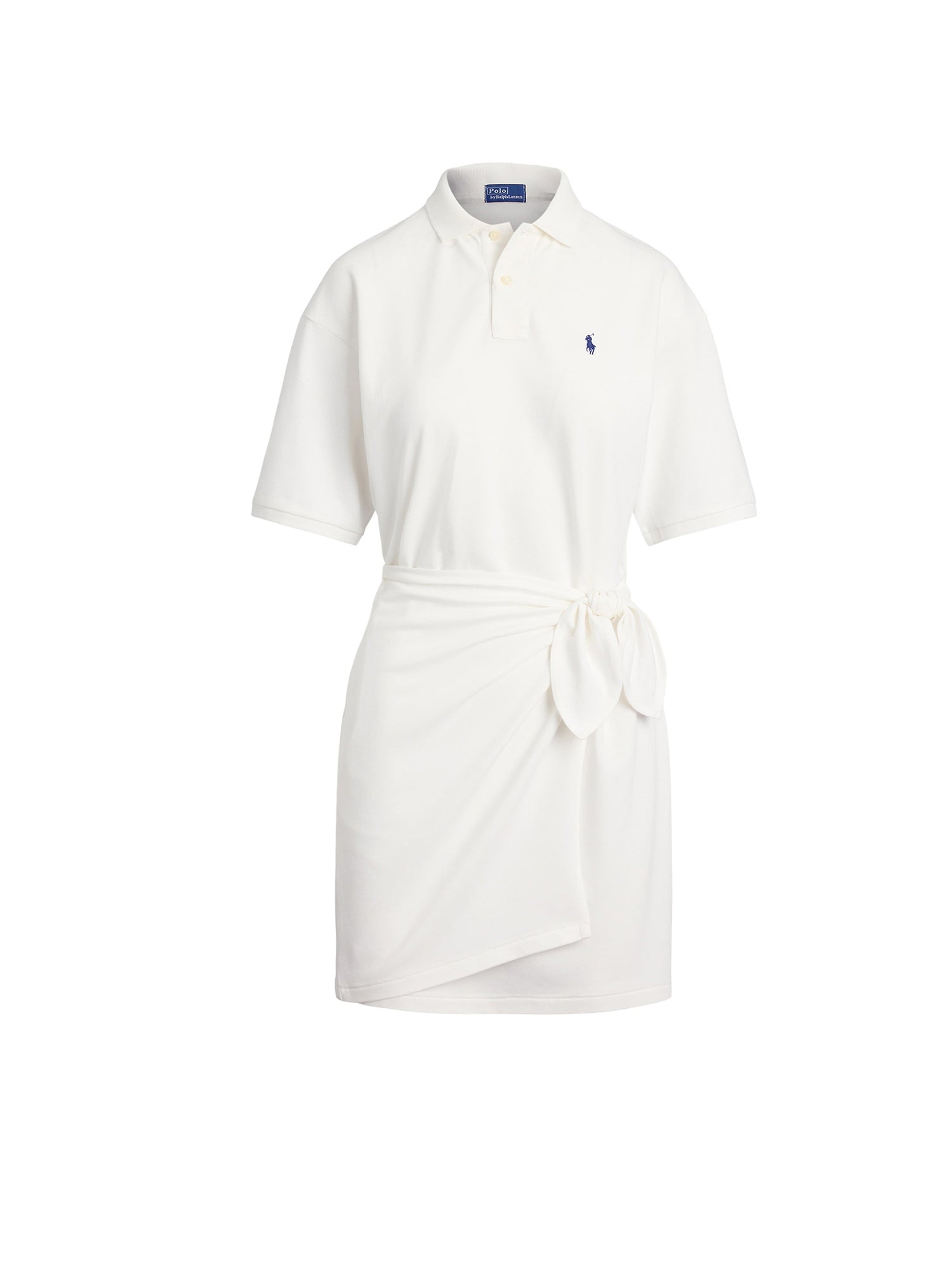 Mini-robe polo portefeuille en piqué  - White