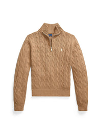 Pull demi-zippé et torsadé en coton - Collection Camel Melange