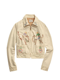 Veste brodée à la main en sergé - Stone