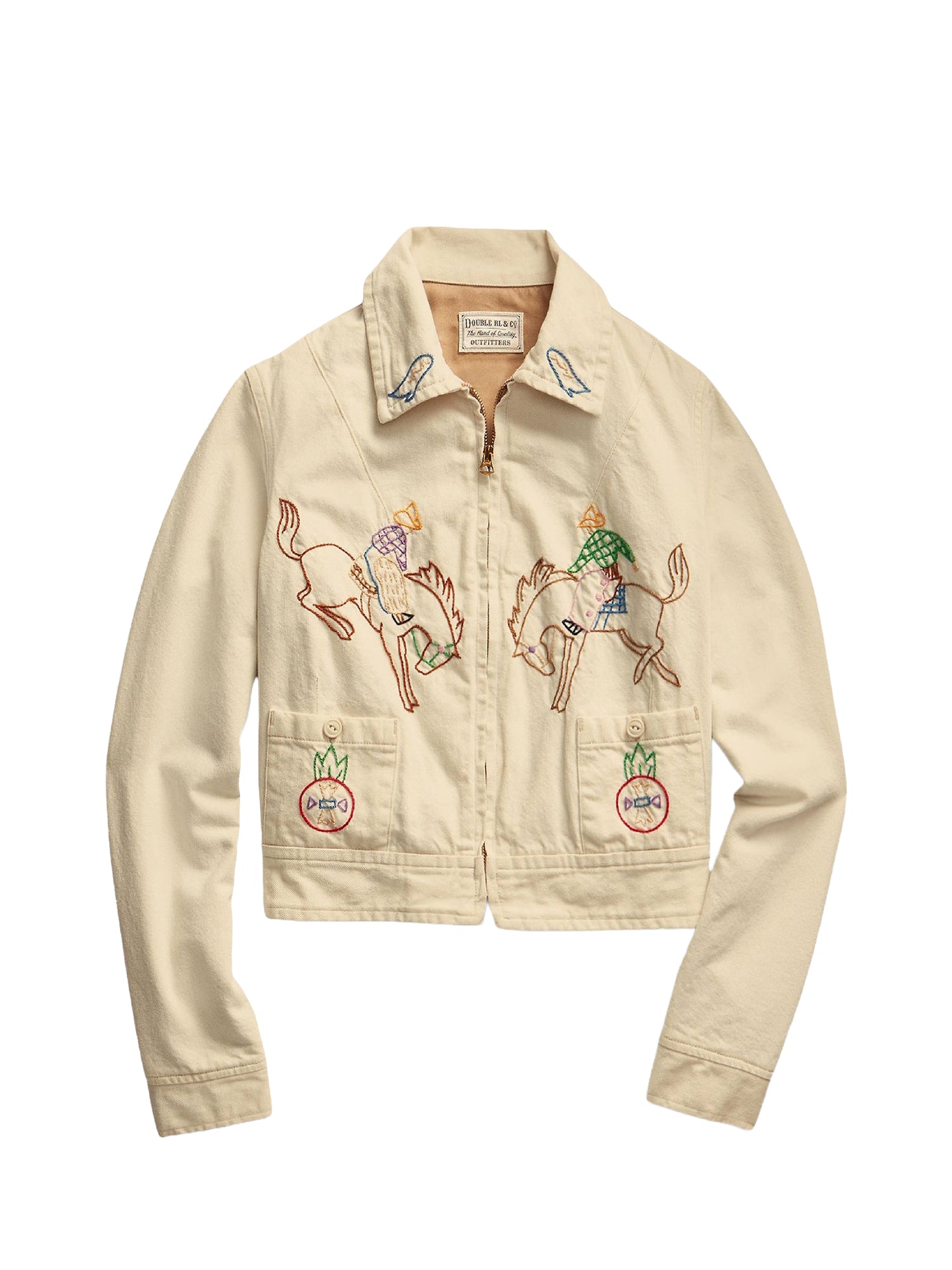 Veste brodée à la main en sergé - Stone