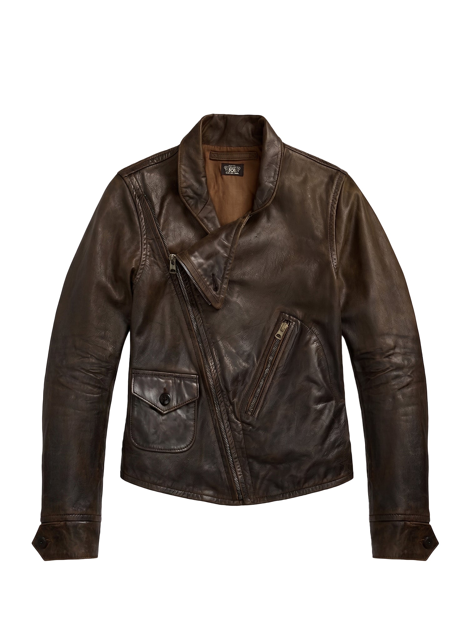 Veste moto en cuir - Dark Sepia