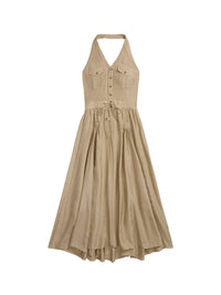 Robe dos nu en soie - Sand