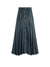 Jupe plissée en denim indigo - Medium Indigo