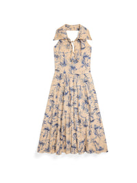 Robe nautique en jersey de lin et coton - Cream & Blue