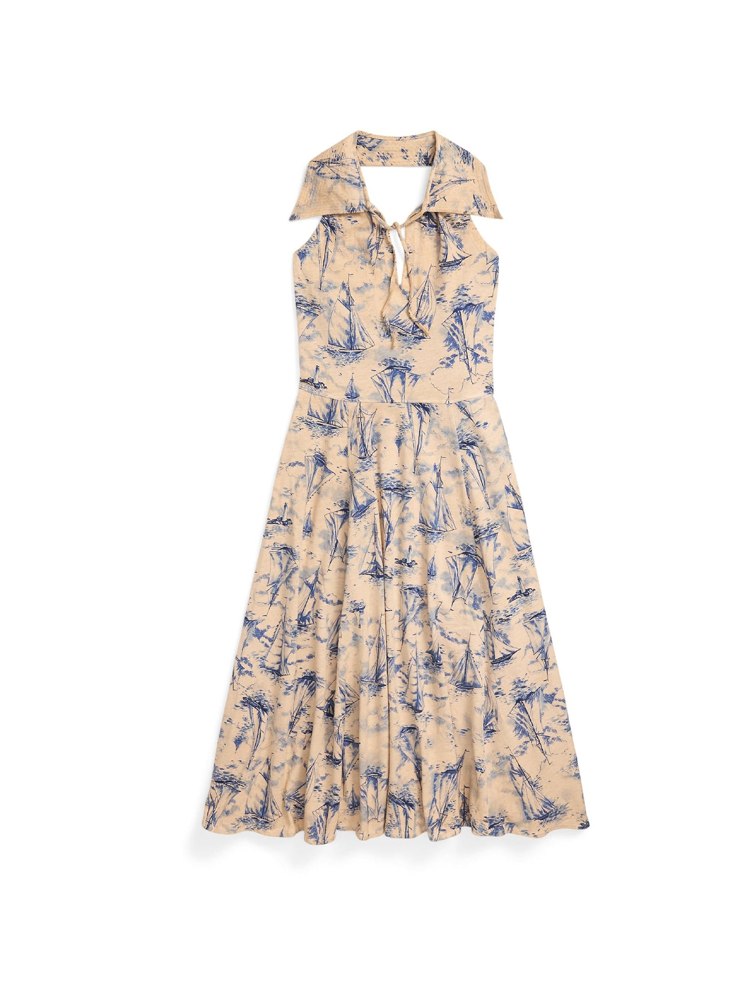 Robe nautique en jersey de lin et coton - Cream & Blue