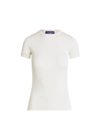 T-shirt en tricot côtelé de soie - Lux Cream