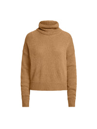 Long-sleeved cashmere turtleneck jumper - Camel Melange