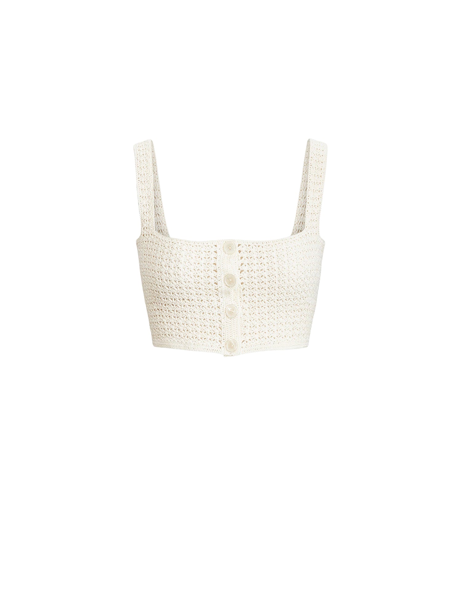 Pull sans manches en soie crochetée - Off-White