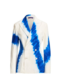 Blazer Shermin tie-dye en cuir velours - Indigo & White