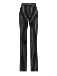 Pantalon Alaina en laine milleraies - Black & Cream