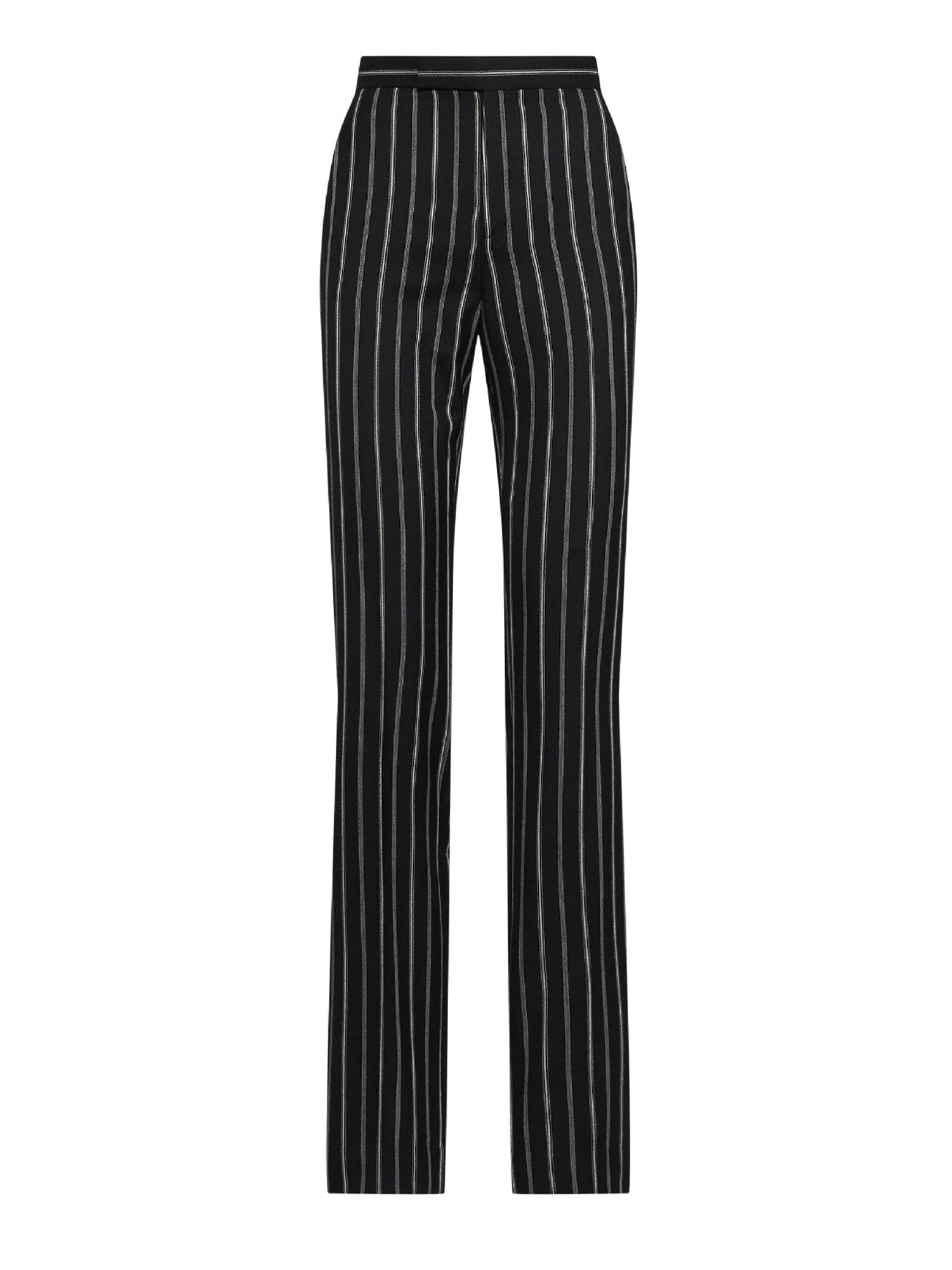 Pantalon Alaina en laine milleraies - Black & Cream