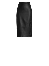 Jupe crayon courte Curran en cuir nappa - Noir