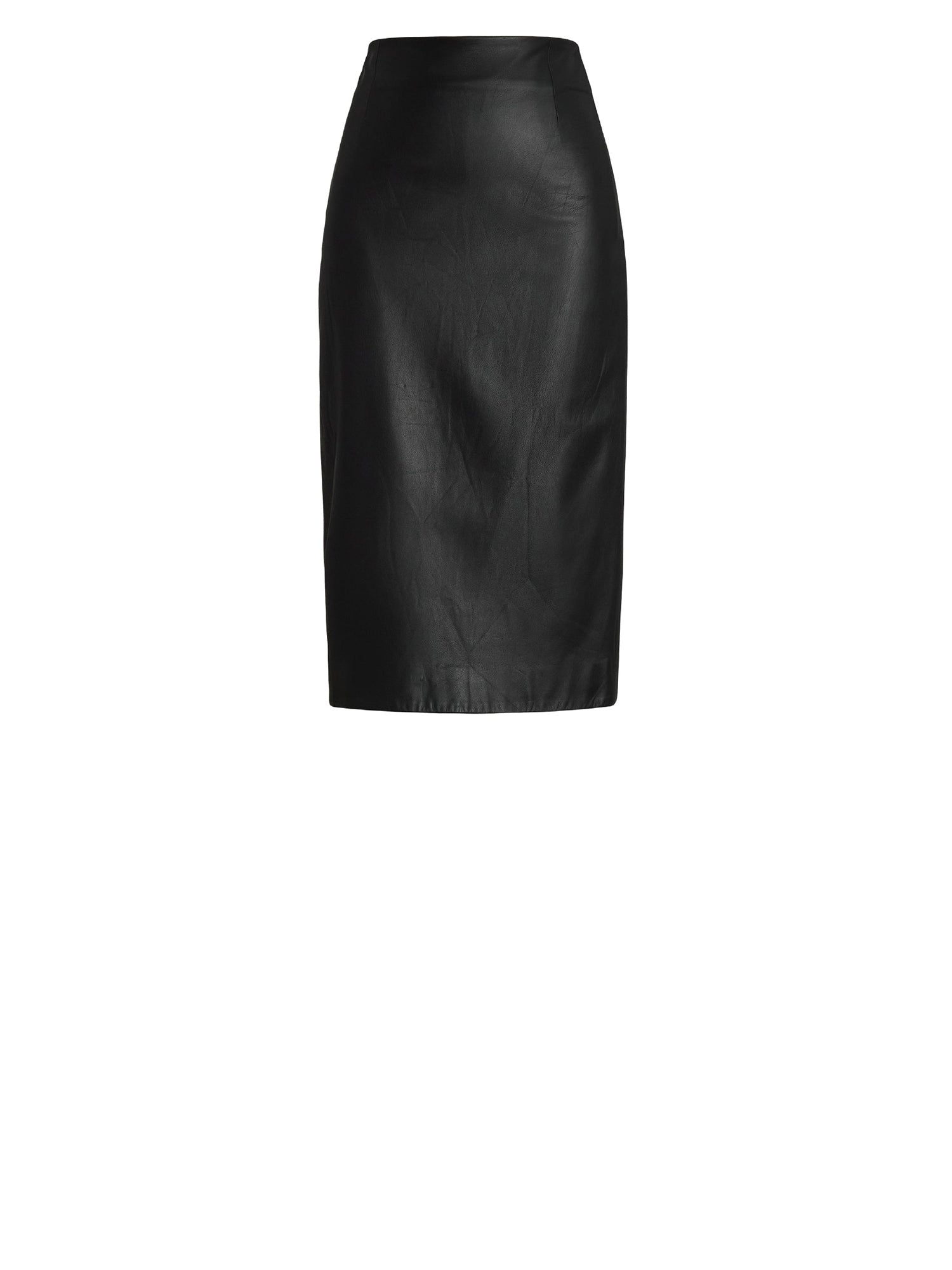 Jupe crayon courte Curran en cuir nappa - Noir