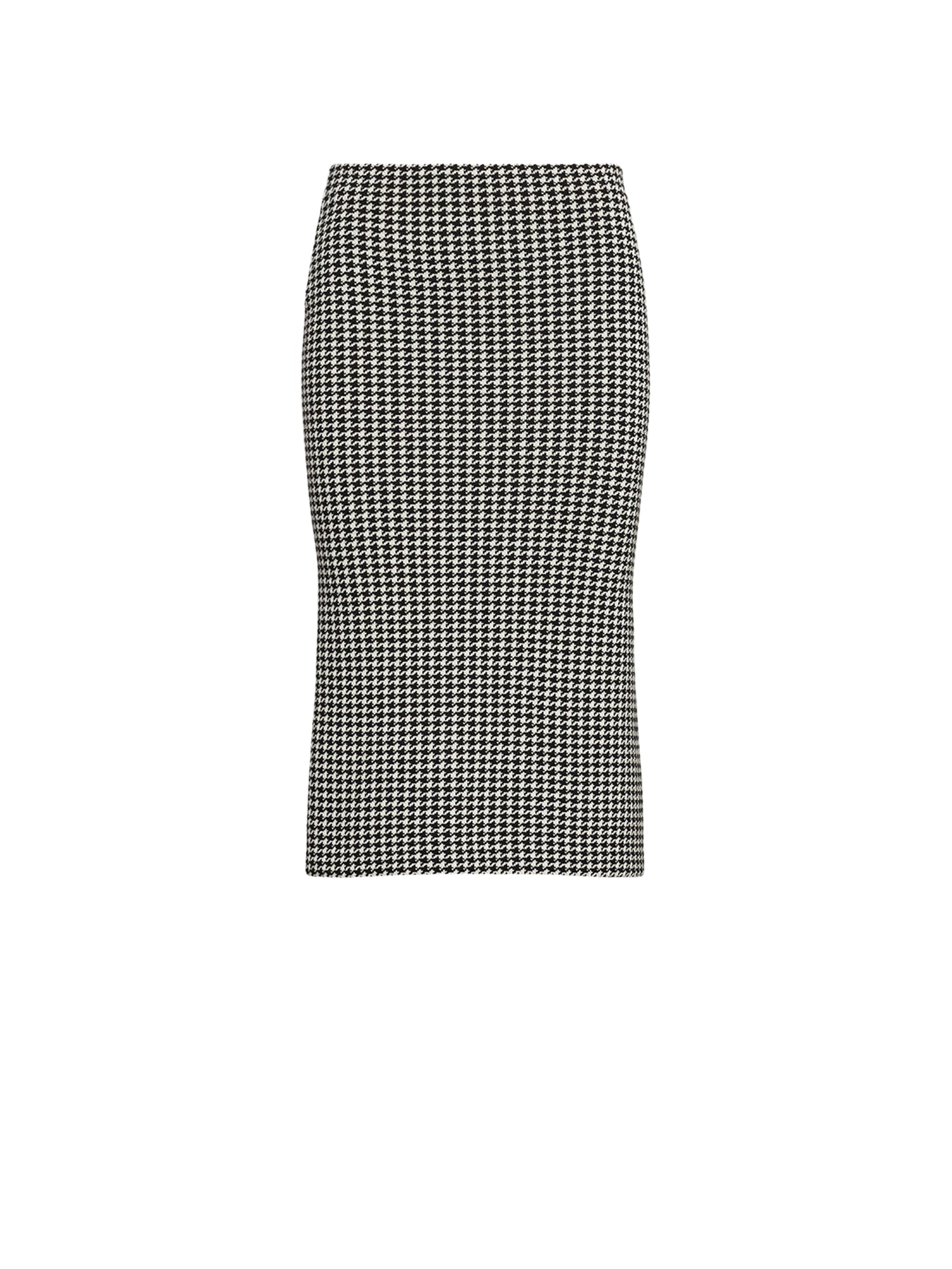 Jupe crayon pied-de-poule en laine mérinos - Black & Cream