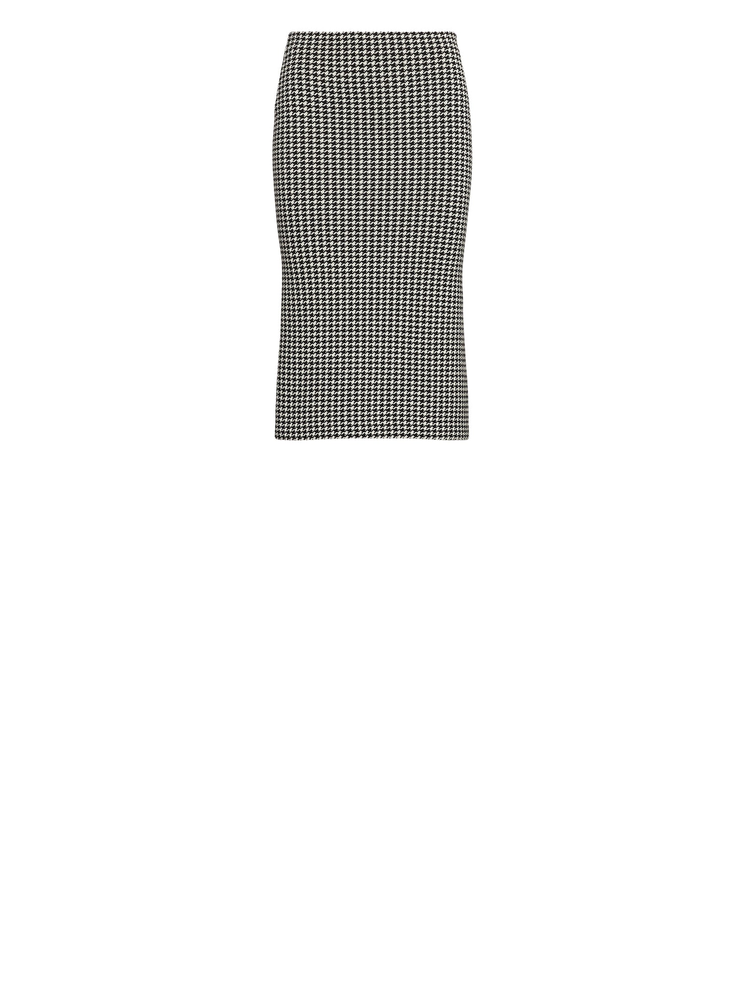 Jupe crayon pied-de-poule en laine mérinos - Black & Cream