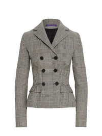 Veste Madelena prince-de-galles en laine - Black & Antique Cream