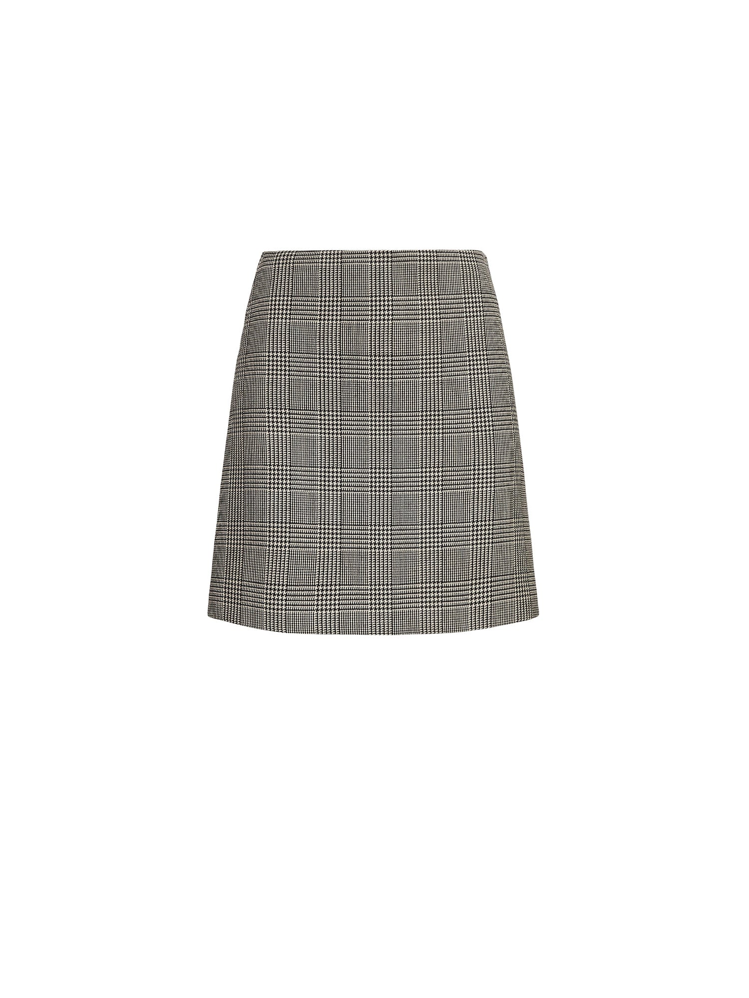 Jupe Carreen prince-de-galles en laine - Black & Antique Cream