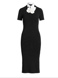 Robe-pull à col tissé - Black