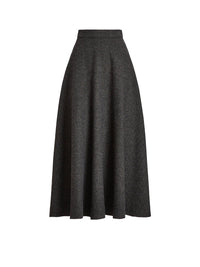 Jupe Erica à chevrons en tweed - Charcoal Melange
