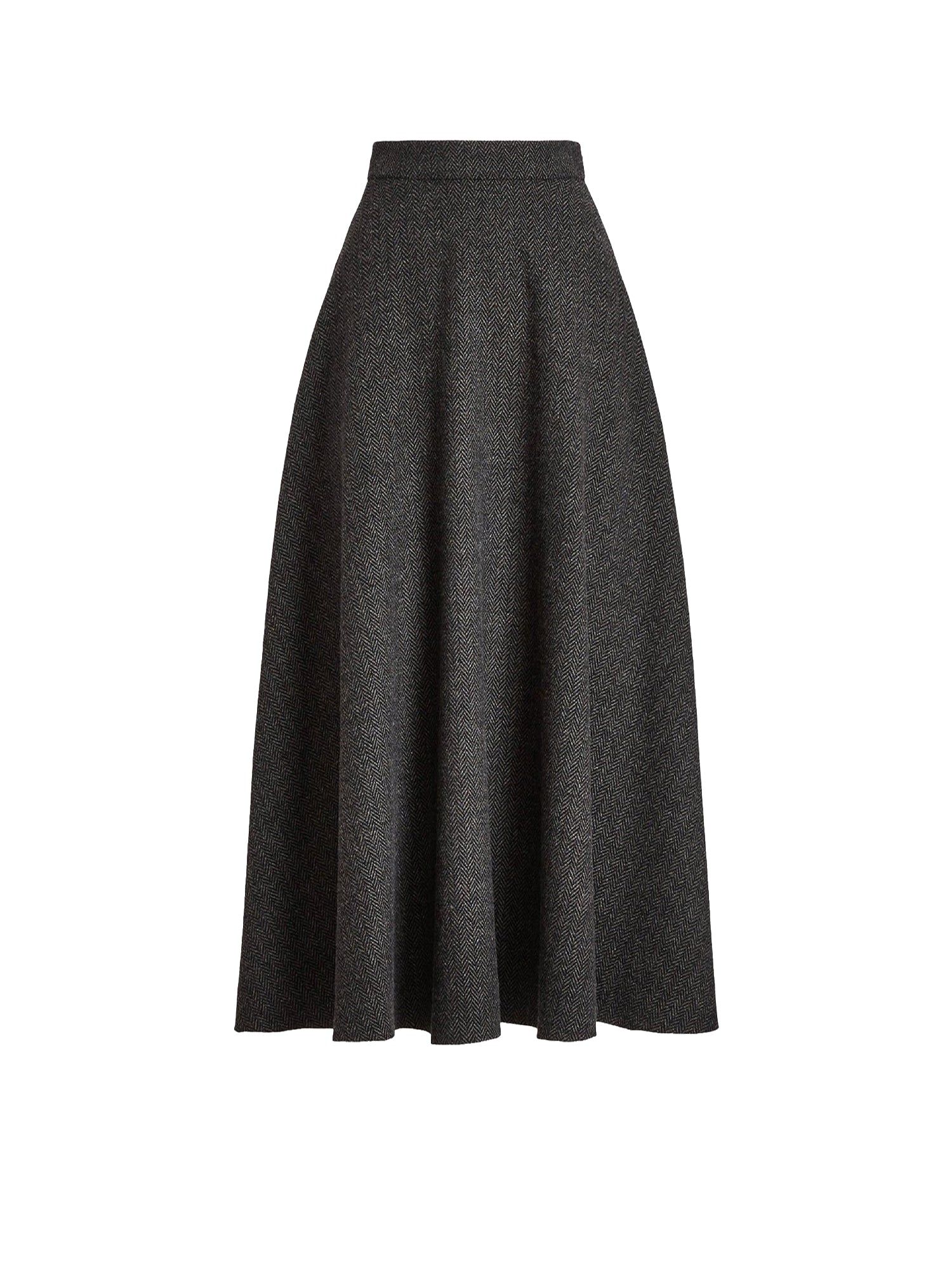 Jupe Erica à chevrons en tweed - Charcoal Melange