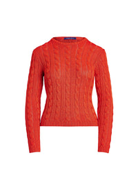 Pull col rond torsadé en soie - Bright Orange