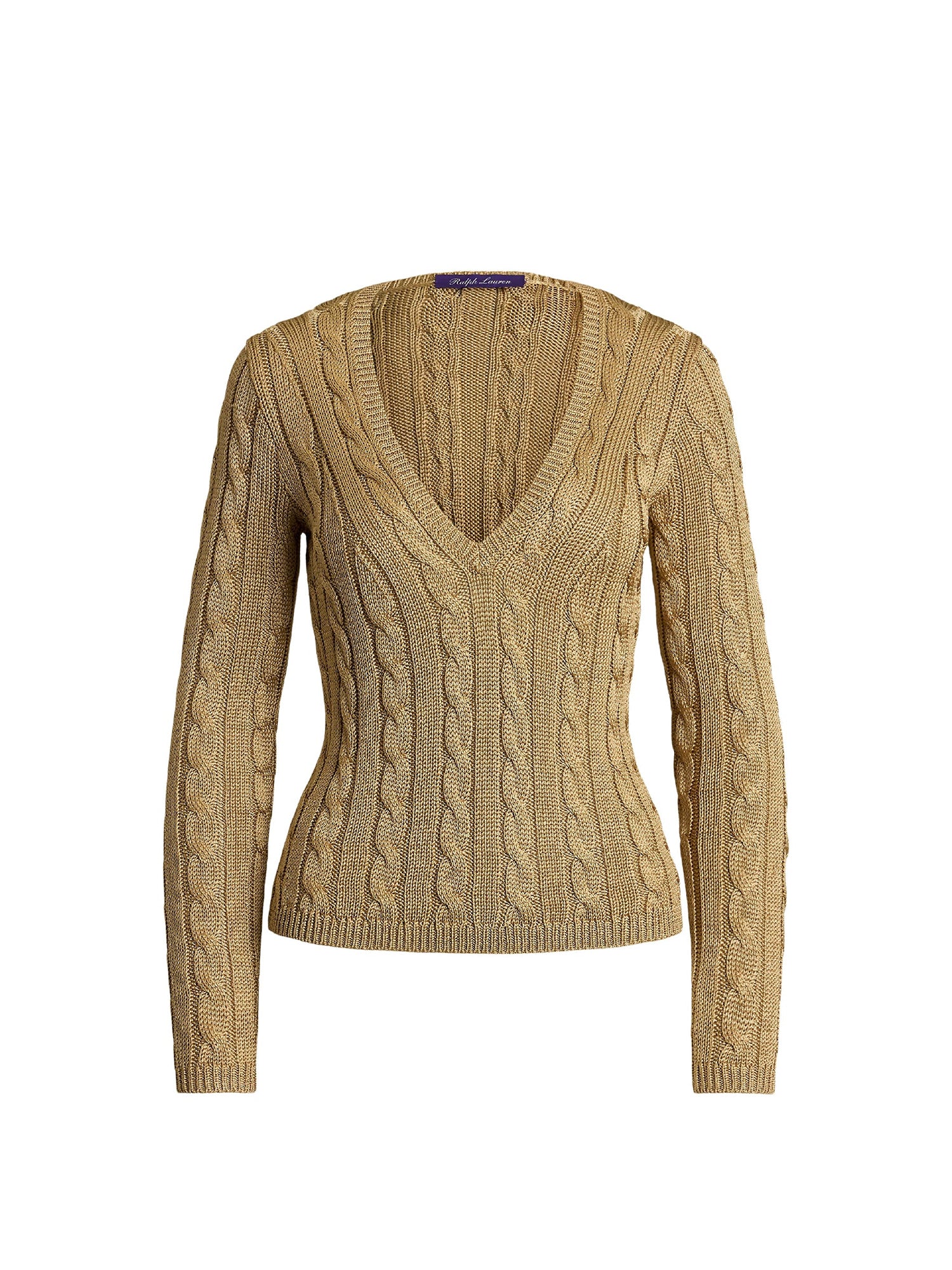 Pull col en V torsadé en soie - Lux Tan