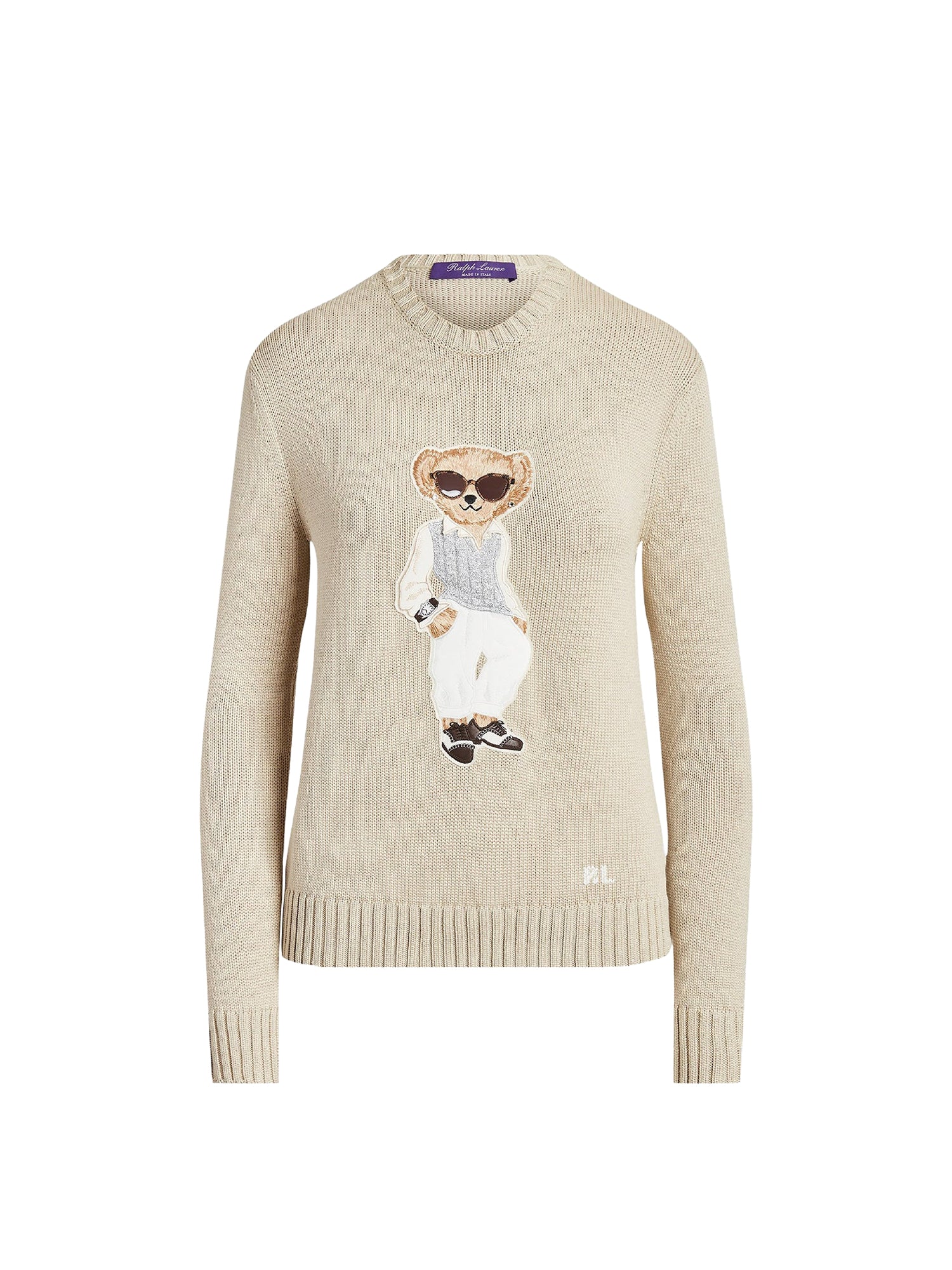 Pull Polo Bear torsadé en soie - Champagne
