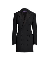 Robe de cocktail croisée Cottrell en laine et soie mélangée - Black