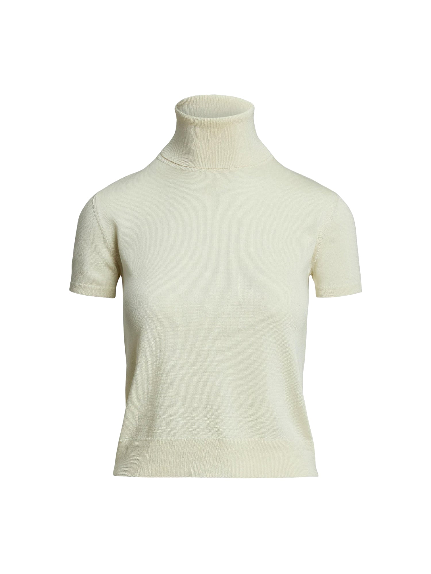 Pull col roulé roulé à manches courtes en jersey de soie - Lux Cream