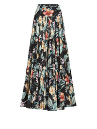 Maxi jupe Sutton à motif voile de lin - Black Multi