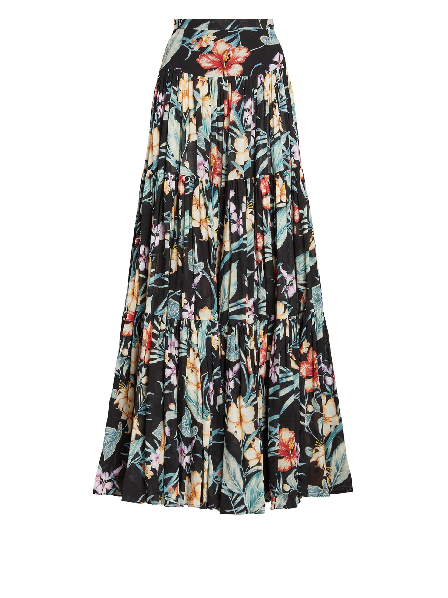 Maxi jupe Sutton à motif voile de lin - Black Multi