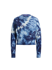 Pull à col rond décoré à motif tie-dye - Navy Multi