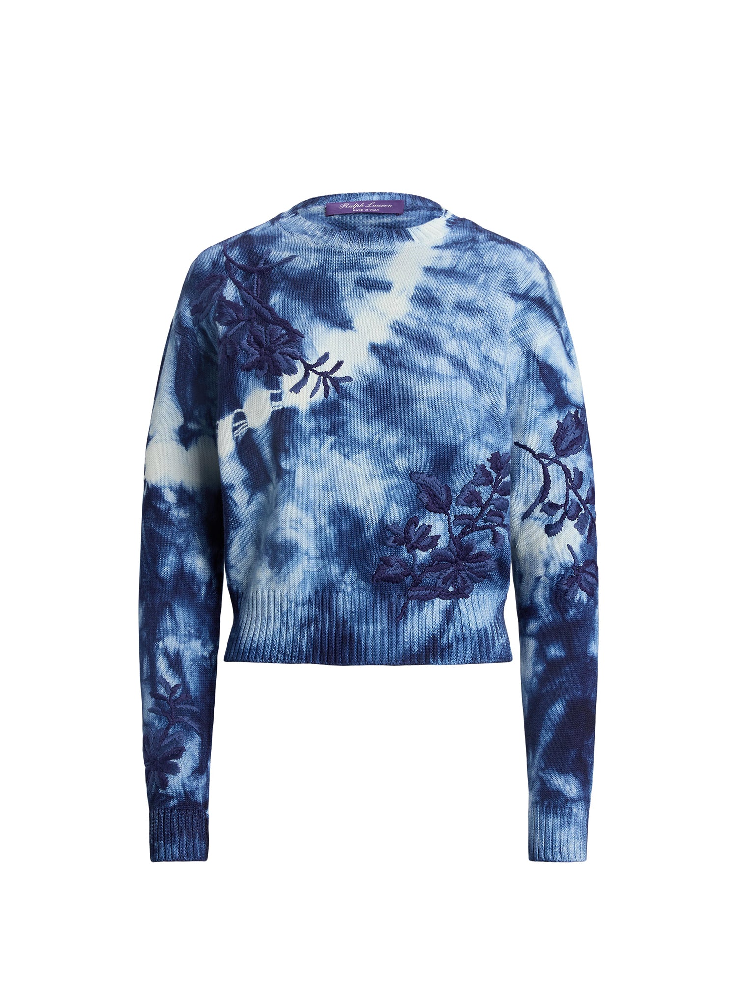 Pull à col rond décoré à motif tie-dye - Navy Multi