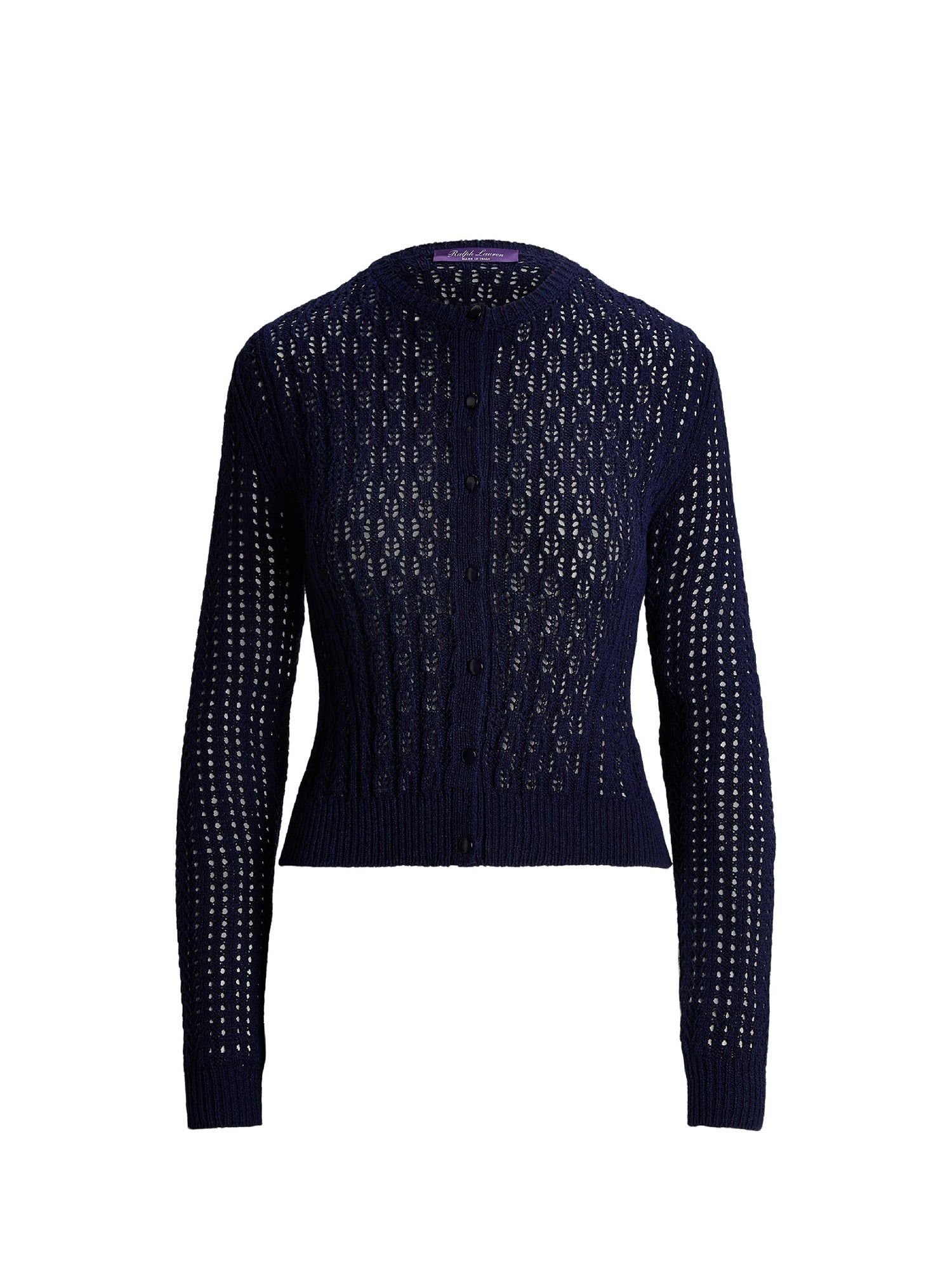 Cardigan à col rond en soie bouclée - Lux Navy