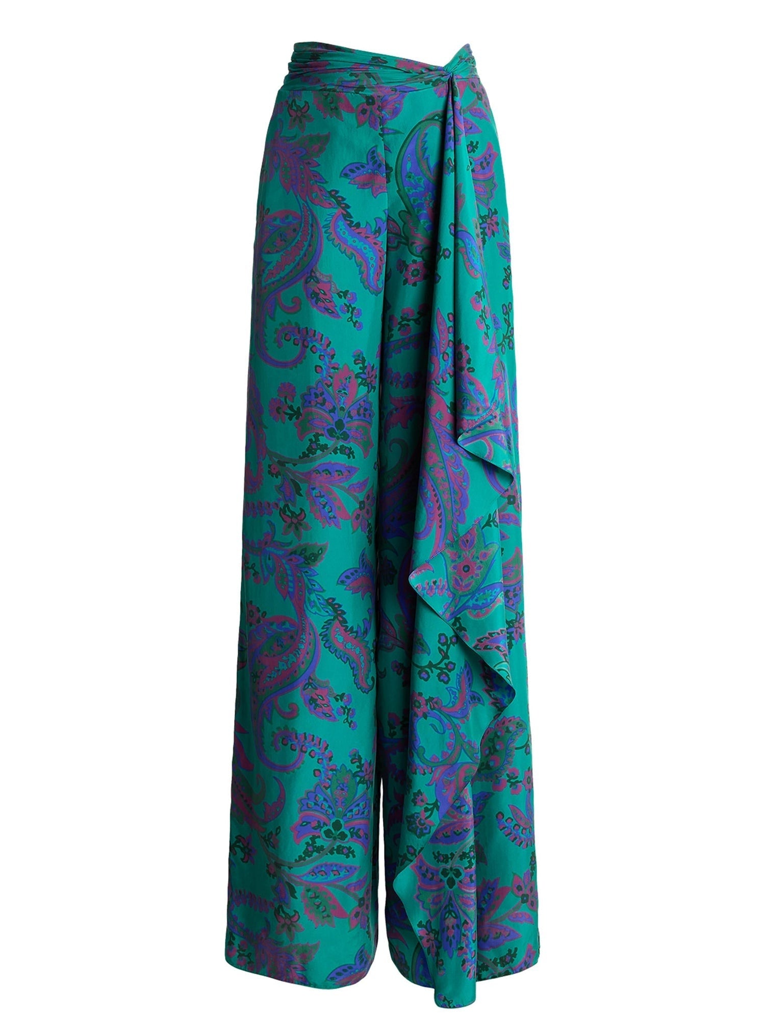Pantalon Schmitt en soie habotai à motif - Blue Multi