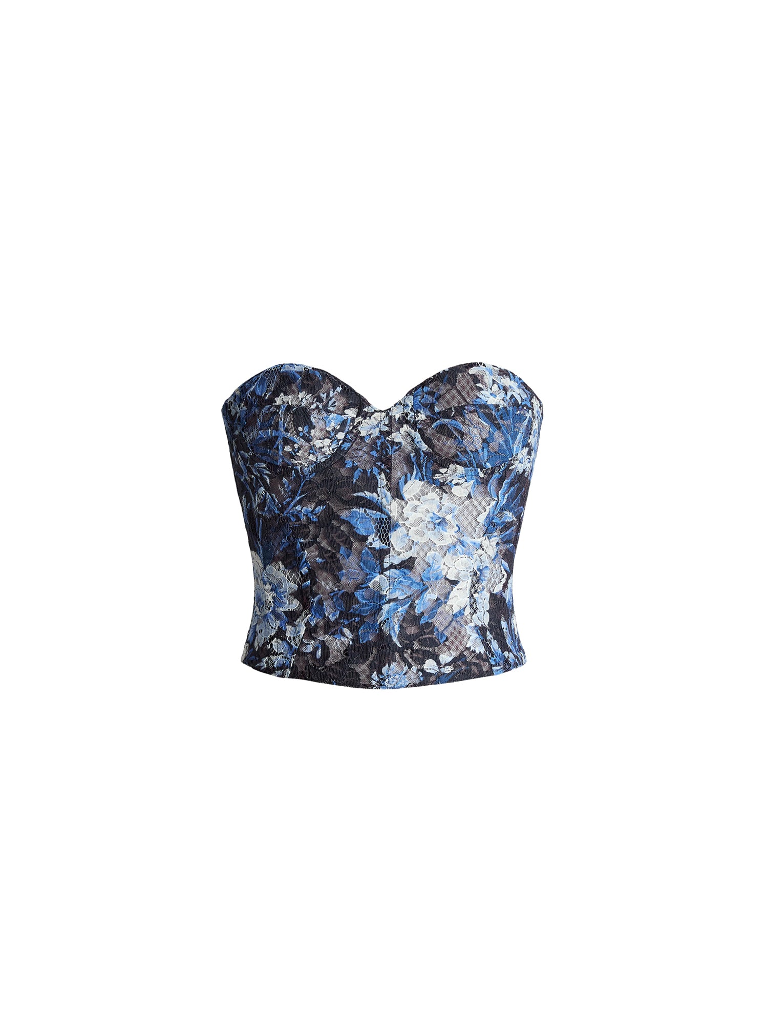 Haut bustier June fleuri en dentelle - Lux Navy & Cream Multi
