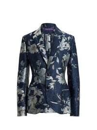 Veste Parker jacquard fleuri en lin - Blue Multi