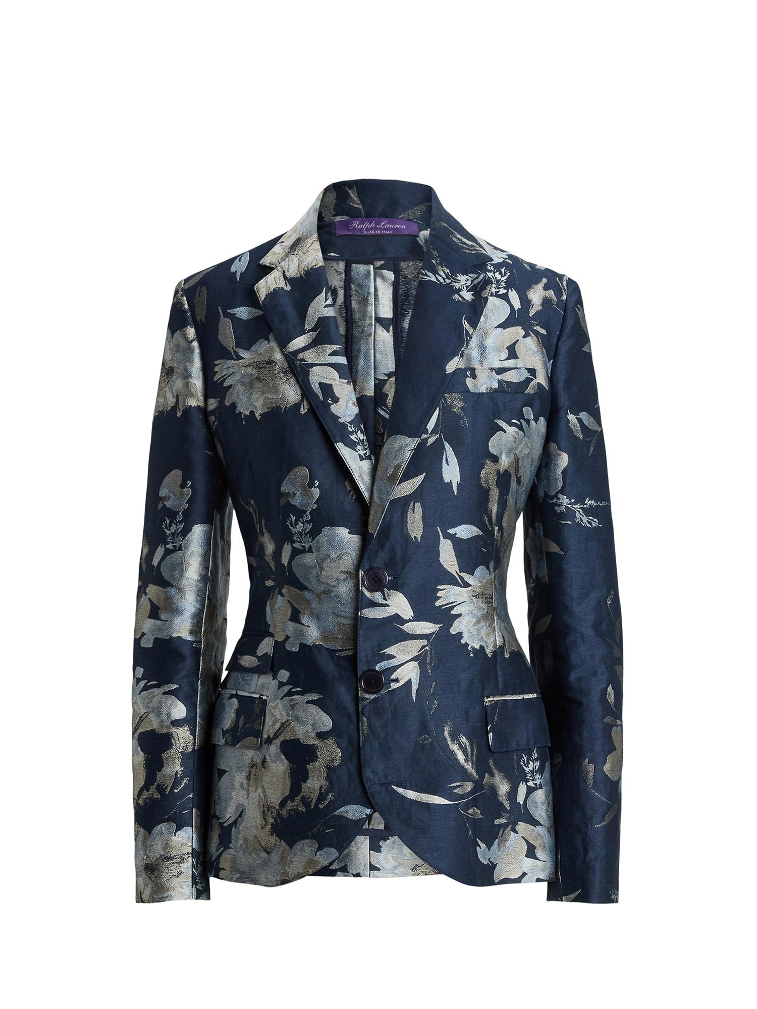 Veste Parker jacquard fleuri en lin - Blue Multi