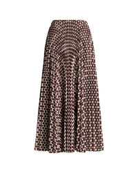 Trivelas pleated skirt with taffeta pattern - Mocha & Lux Cream
