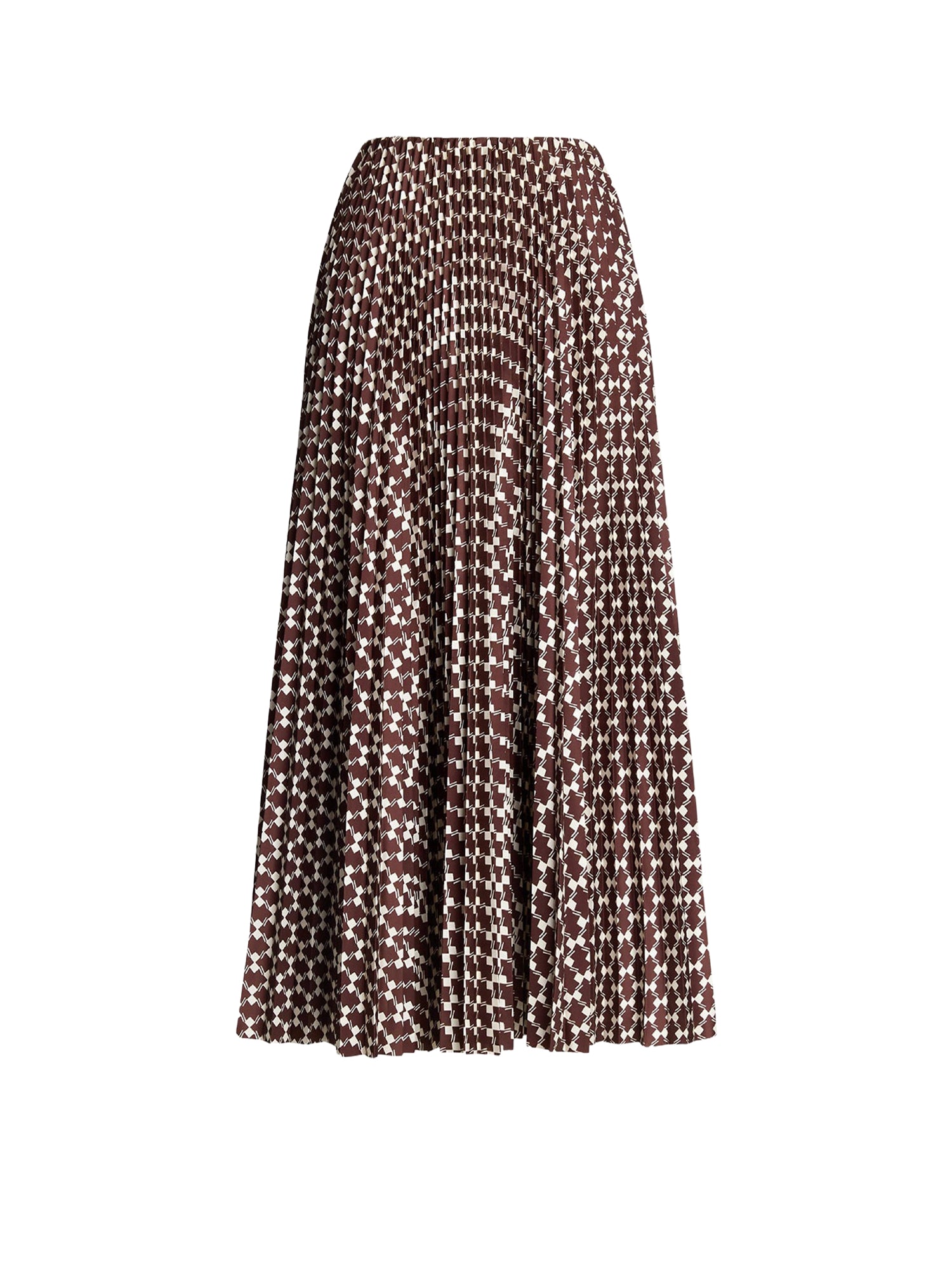 Trivelas pleated skirt with taffeta pattern - Mocha & Lux Cream