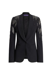 Veste Tamara décorée en crêpe de laine - Black