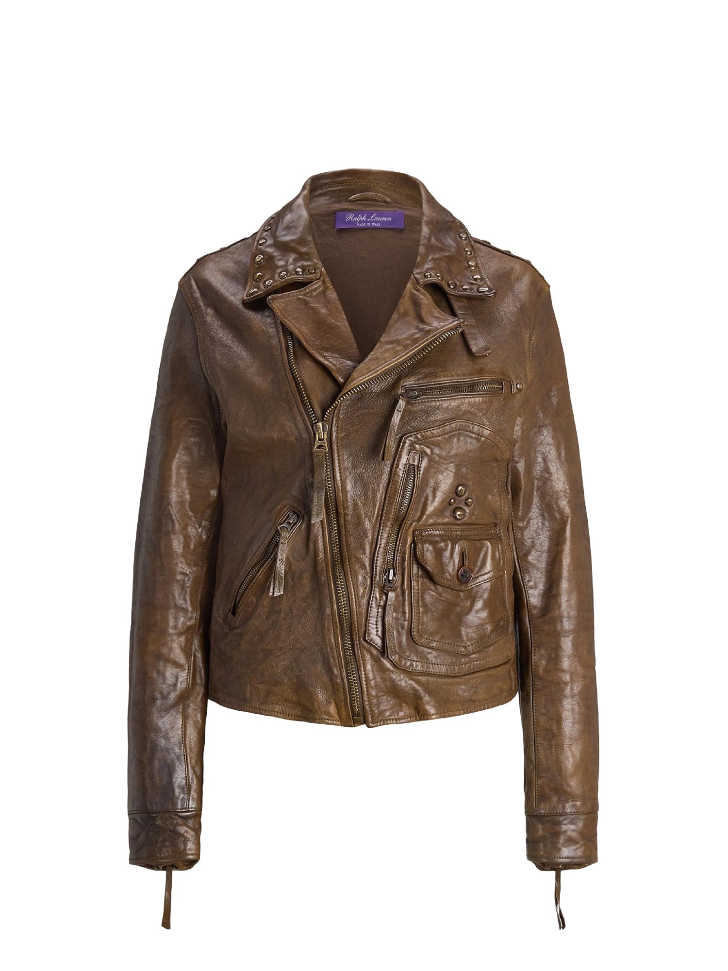 Veste moto Andrea en cuir - Dark Mocha