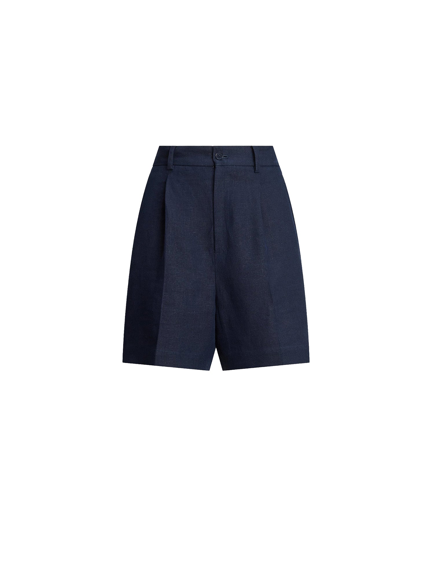 Tracy pleated shorts in linen - Lux Navy
