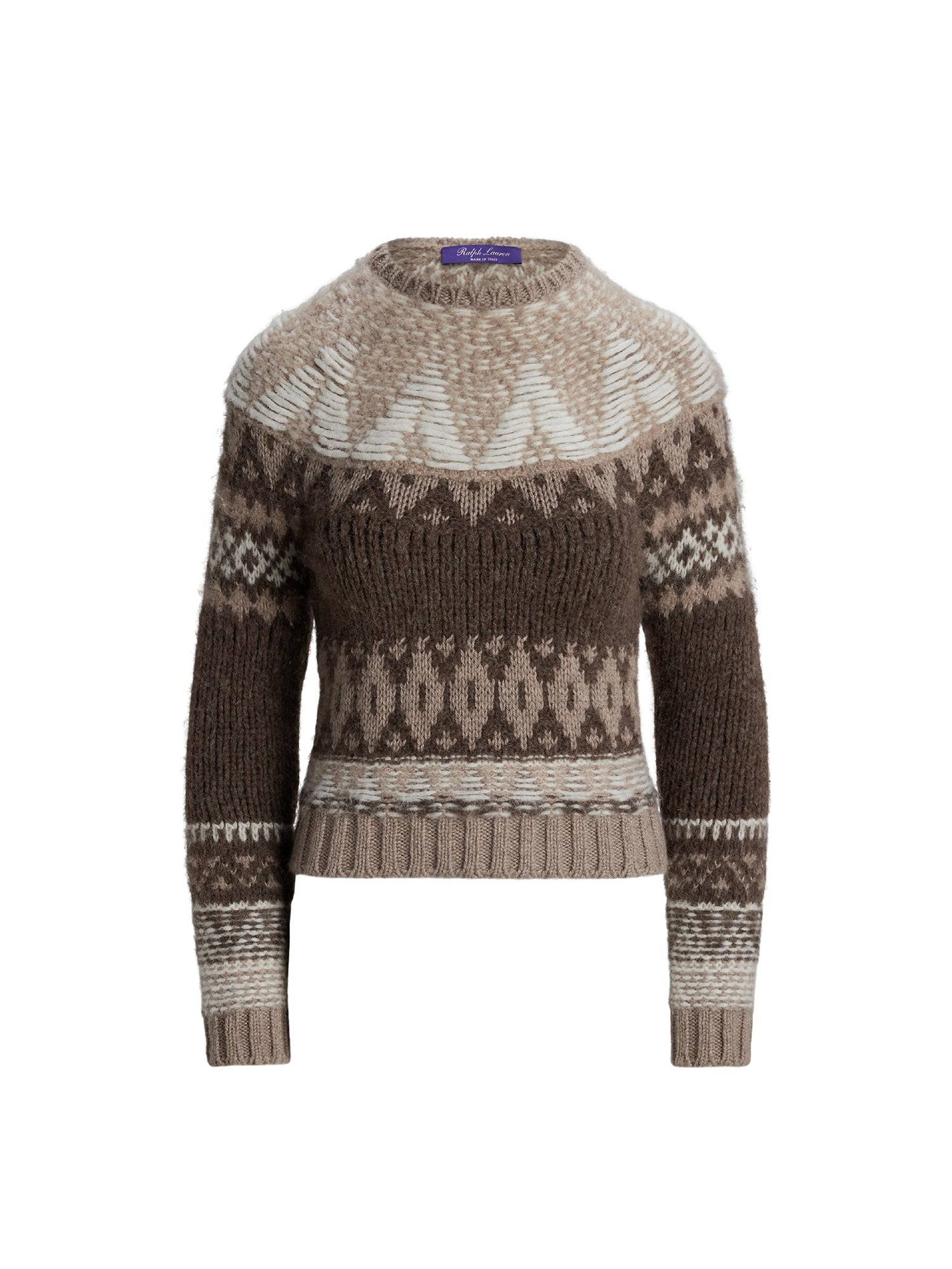 Pull jacquard en cachemire mélangé - Taupe & Multicolore