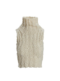 Sleeveless turtleneck jumper in wool - Classic Cream